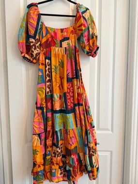 FARM Rio Multicolor Patchwork Maxi Dress - Pink, Orange, Blue, Green, Yellow